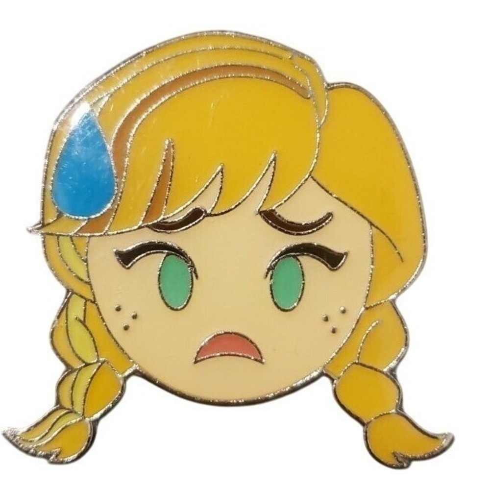 Disney Parks Frozen Anna Emoji Enamel Trading Pin Nervous Sweat Drop 2017